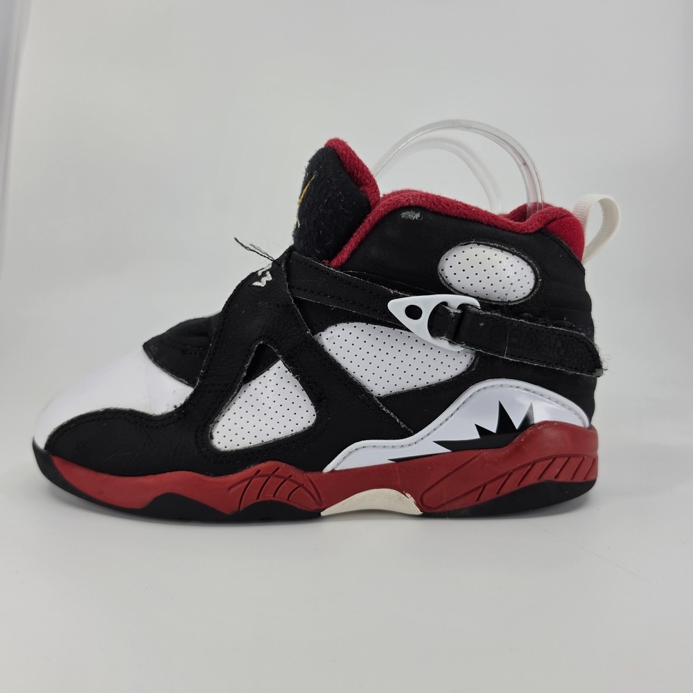 Air Jordan 8 Retro Kids Sneaker Size 1Y Paprika Black White Red Elementary